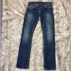 Silver Jeans Women's Straight Leg in Dark Blue